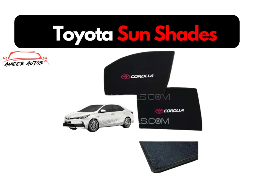 Toyota Corolla 2015-2025 Fix Side Shade With Logo Black UV Protection Heat Protection Manage Your Ga Image-1