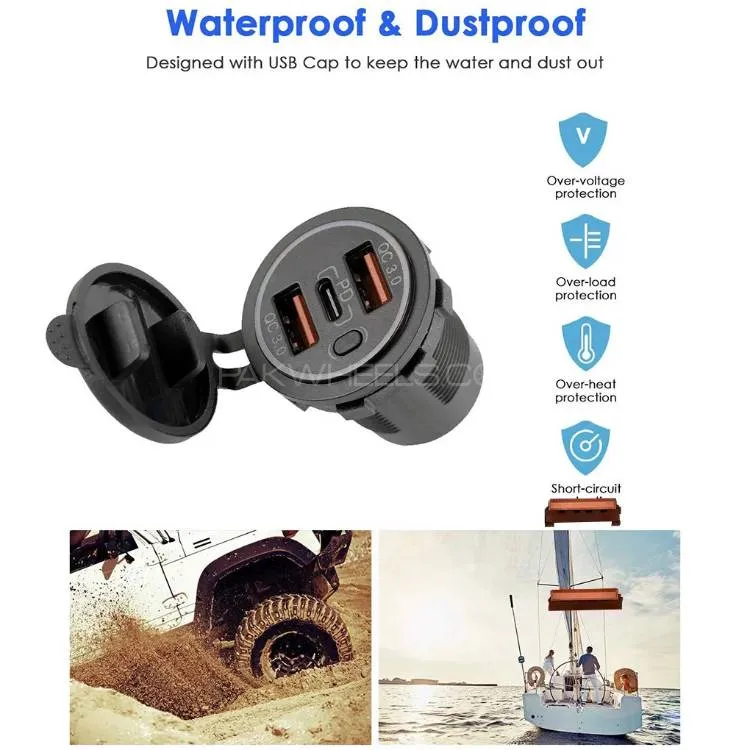 Universal USB Dual QC3.0 Rapid Charger Triple Power Socket Car Charger Compatible with PD Type C  Image-1