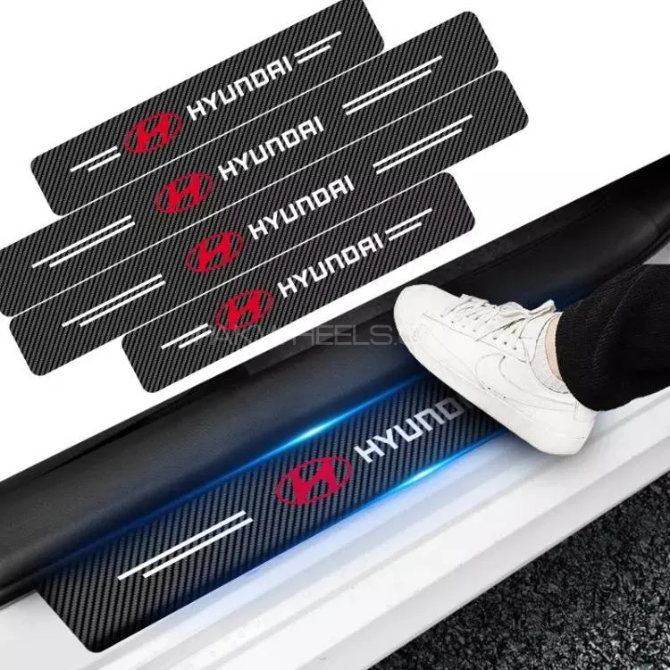 4Pcs Car Door Carbon Fiber Anti Stepping Protection Stickers Hyundai Image-1