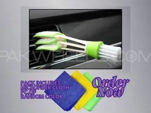 AC Vent Cleaning Brush and Car Keyboard  Package include One Piece of Microfiber Cloth Image-1