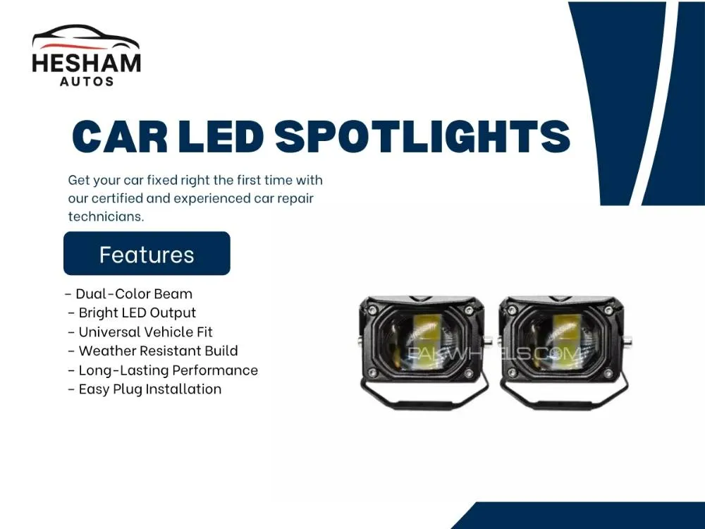 PAIR – Dual-Color LED Spotlights (White/Yellow) – Fog & Driving Lights for Bikes & Cars Image-1