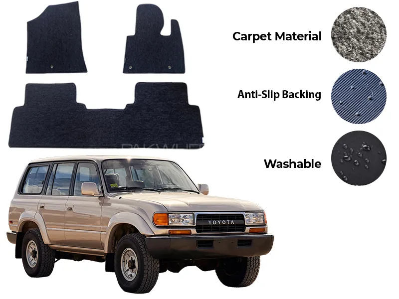Toyota Land Cruiser Genuine Fitting Carpet Floor Mat 3PCS - Model 1990-1998 Image-1