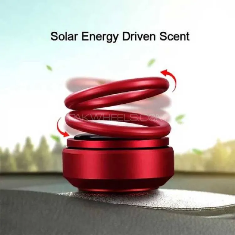 Auto Car Double Ring Rotating Solar Energy Car Air Freshener Red Image-1
