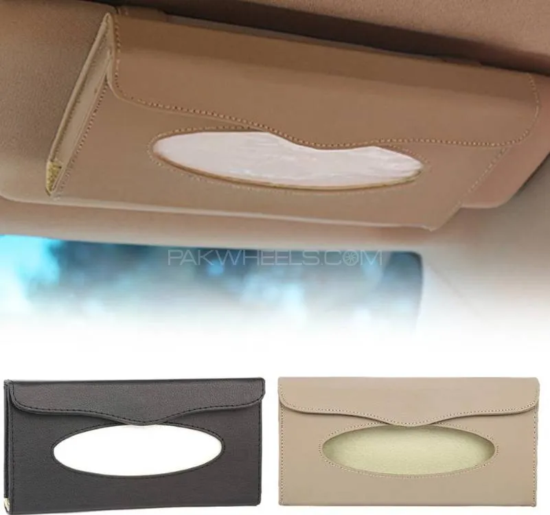 Car Tissue Box Visor Type PU Leather Car Tissue Box Napkin Holder Car Tissue Holder Car Seat Box Bei Image-1