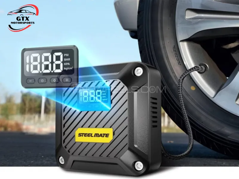 STEELMATE Portable Air Compressor T5 – 12V DC | Digital Pressure Gauge & Auto Shut-Off Image-1