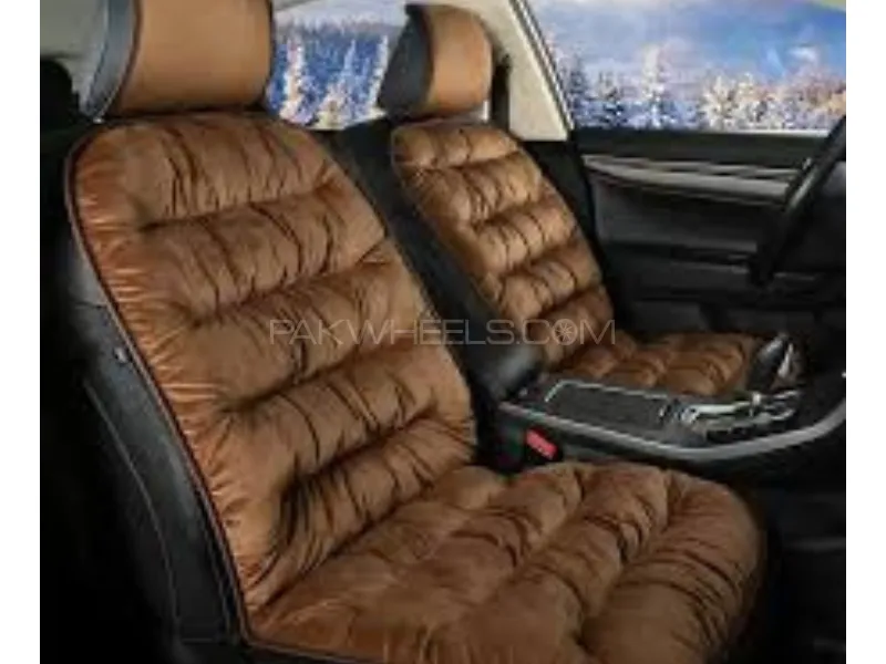 1 Pc Car Seat Cushion (Valvet)/ (BROWN) Extra Soft Quilted Image-1