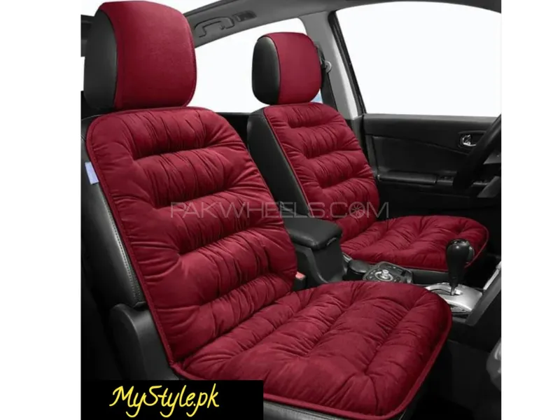 1 Pc Car Seat Cushion (Valvet)/ (MEHROON) Extra Soft Quilted Image-1