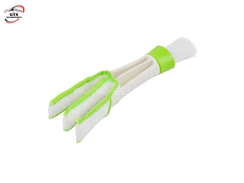 2-in-1 Car AC Vent Dust Cleaner Brush – Green  Image-1