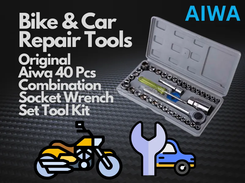 Bike & Car Repair Tools -Original Aiwa 40 Pcs Combination Socket Wrench Set Tool Kit Image-1