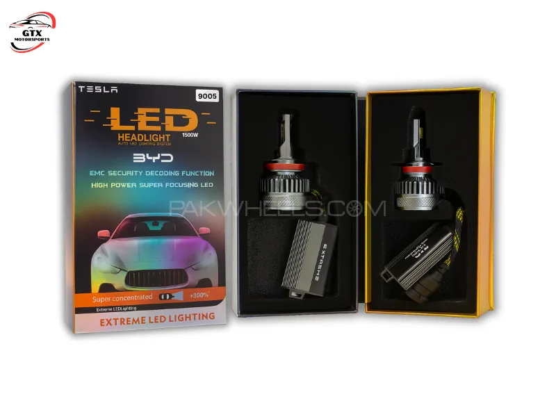 BYD 9005 Tesla LED Headlight Bulbs – 1500W | +300% Extreme Brightness | High Power Dual Beam Image-1