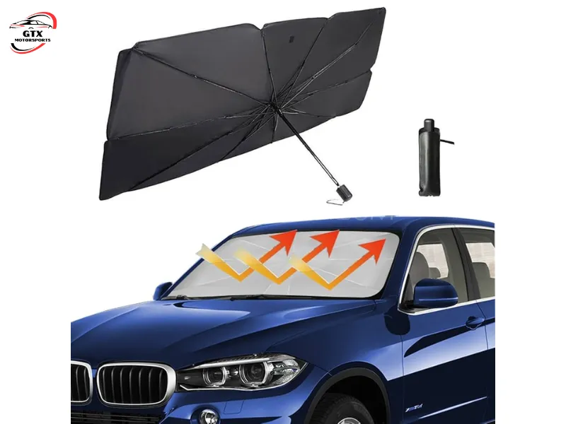 Universal Umbrella Windshield Sunshade – For Large Windshields | Foldable UV & Heat Protection Image-1