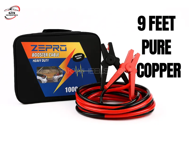 ZERPO Heavy Duty Booster Cable – 1000 AMP | 9 Feet Pure Copper Jump Leads Image-1