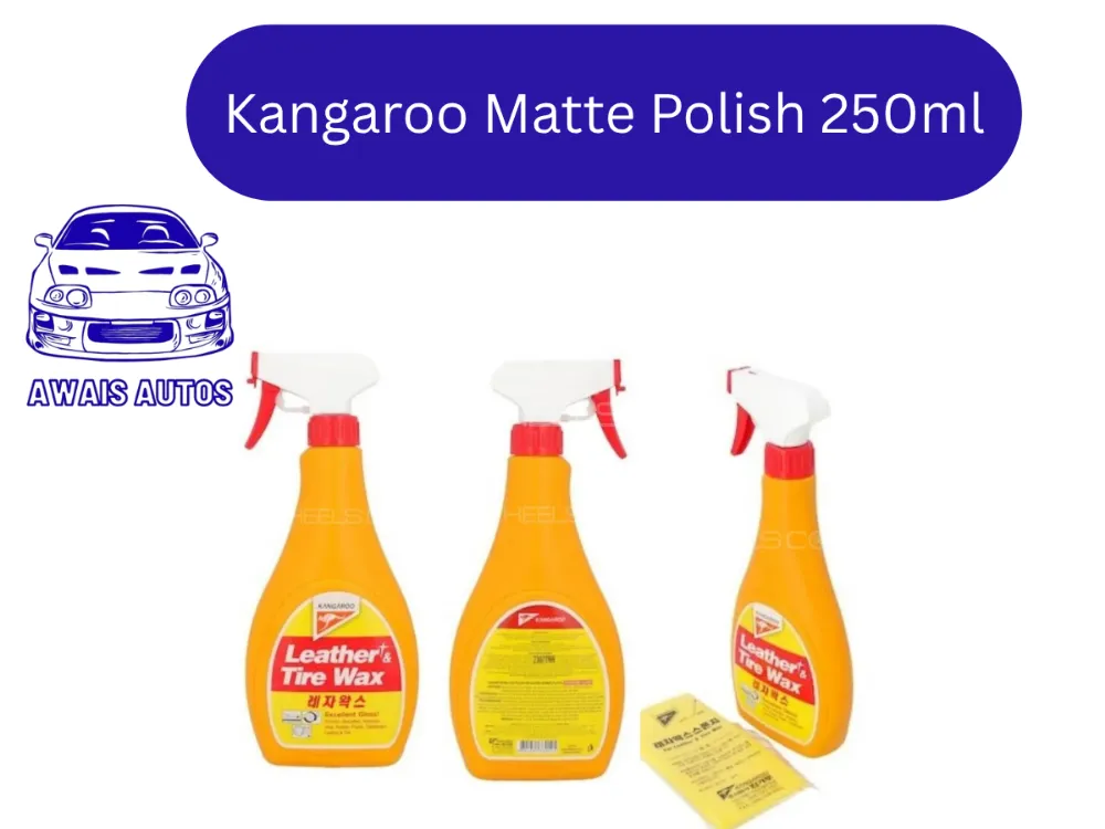 Kangaroo Leather & Tyre Care Polish 250ml | Matte Finish with Sponge for Car Interiors & Tires Image-1