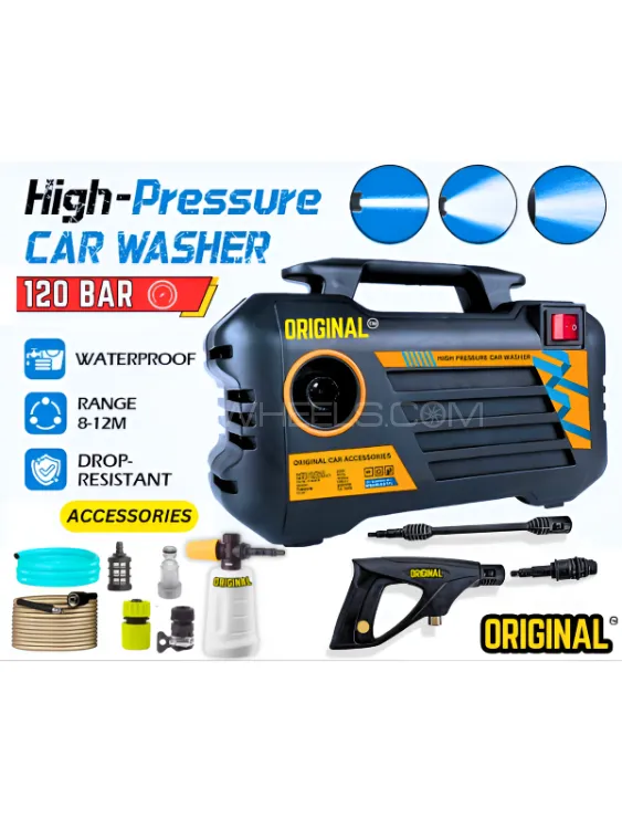 ORIGINAL - Car & Solar - High Car Pressure Washer 120 Bar 1400 Watts Self Priming  6 Month Warranty. Image-1