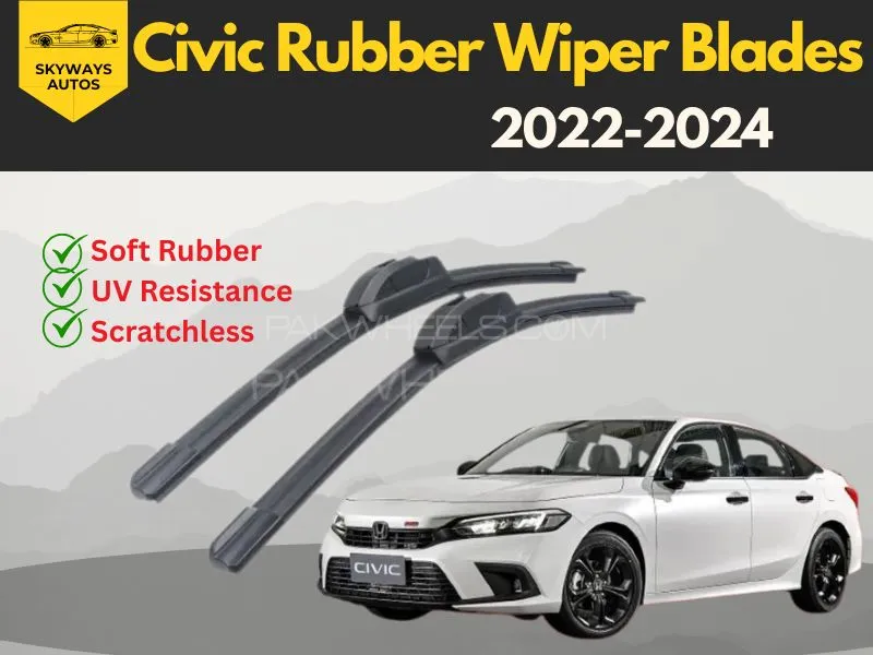 Soft Rubber Wiper Blades for Honda Civic Model 2022-2024 | Premium Quality Image-1