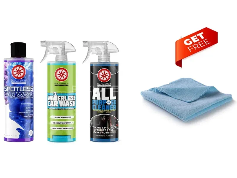 [Event Only] Pack of 3 - PakWheels Waterless Car Wash All Purpose Cleaner And Car Shampoo Bundle Image-1