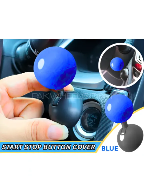 Car Engine Push Start Button Joystick On/Off Ignition Button Rocker Cover Lever Ball-Shaped-BLUE-1PC Image-1