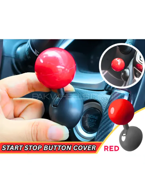 Car Engine Push Start Button Joystick On/Off Ignition Button Rocker Cover Lever Ball-Shaped -RED-1PC Image-1