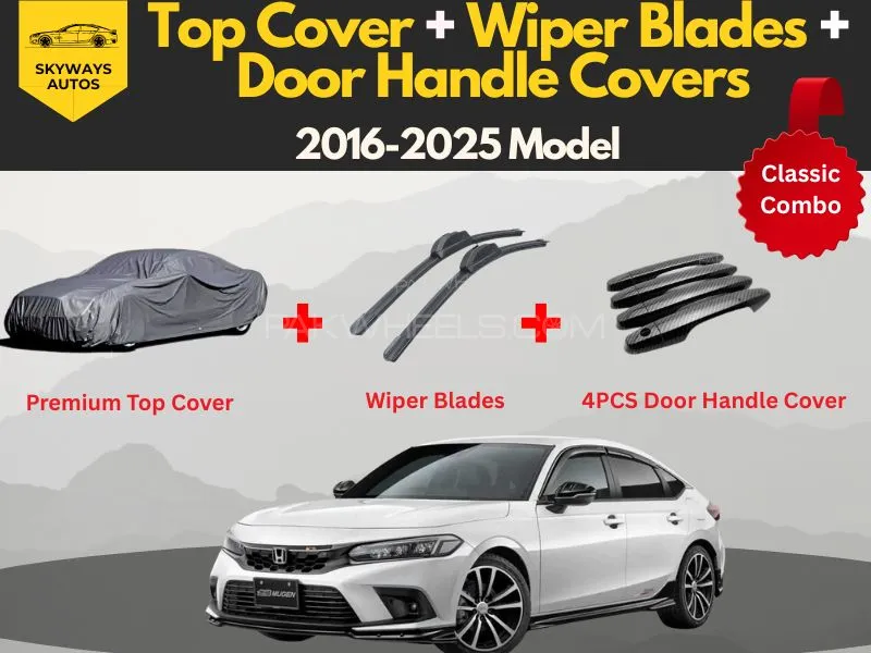 Combo Deal: Honda Civic 2016-2025 Top Cover + Wiper Blades + Door Handle Covers  Image-1