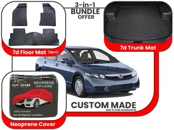 Honda Civic 7D Floor Mat, 7D Trunk mat and Neoprene Cover - Model 2005-2010 Image-1