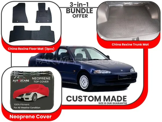 Honda Civic China Rexine Floor Mat, China Rexine Trunk mat and Neoprene Cover - Model 1992-1995 Image-1