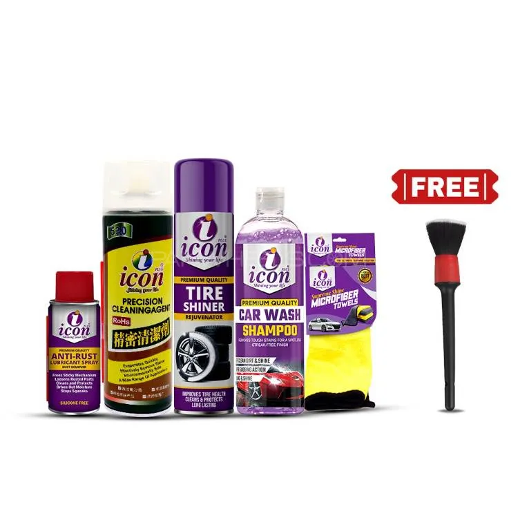 ICON Plus Monsoon Bike Care Bundle – 6-in-1 Motorcycle Detailing Kit ICON Plus Monsoon Bike Care Bun Image-1