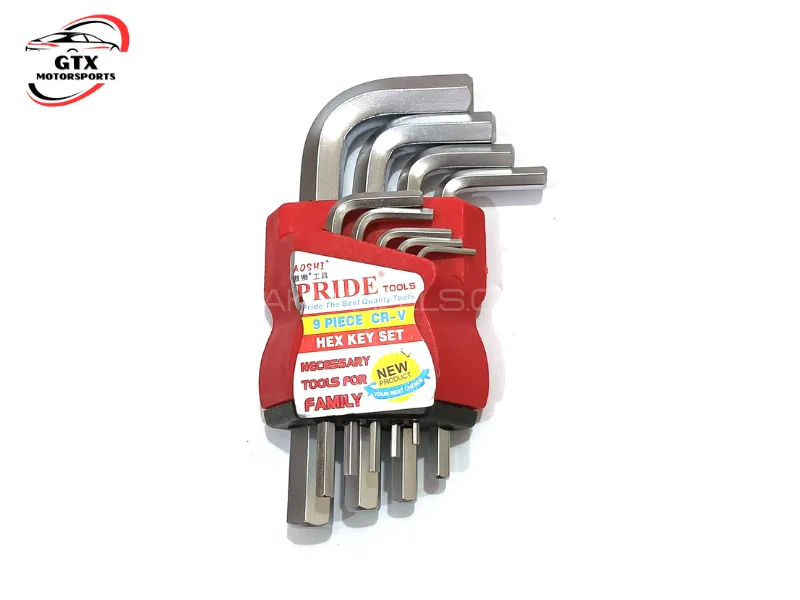 Pride 9-Piece L-Shape Hex Key Wrench Set – Metric Spline Allen Key Tool Kit (1.5mm–10mm) Image-1