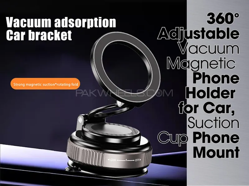360° Adjustable Vacuum Magnetic Suction Cup Phone Holder, Hands-Free Magnetic Cell Phone Stand for C Image-1