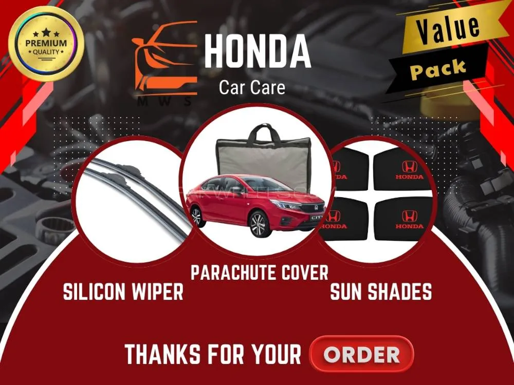Honda City 2021-2023 Top Cover | Waterproof Parachute with Sun Shade & Wiper – Value Pack Image-1