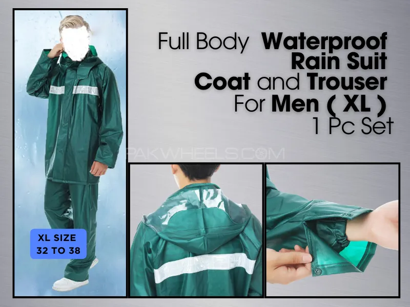 Rain Suit Waterproof | Full Body | Rain Suit Coat | And | Trouser For Men(XL) 1 Pcs Set Image-1