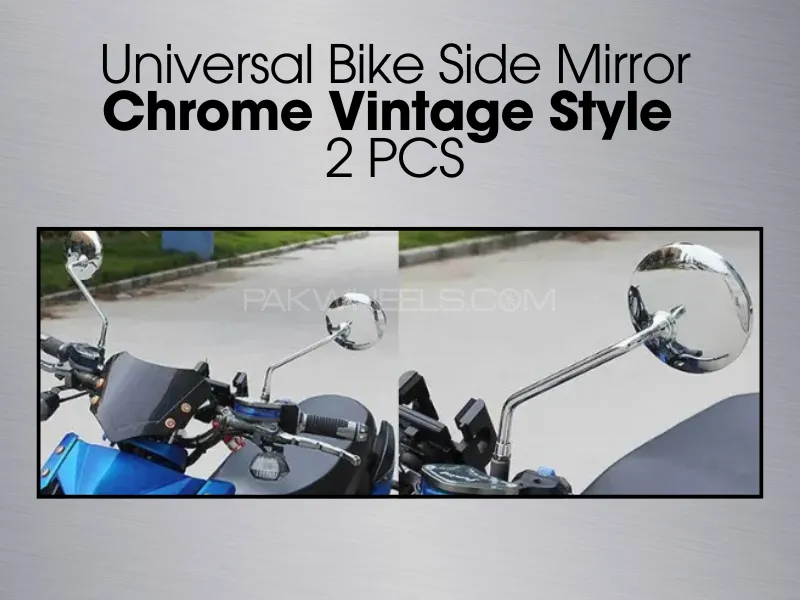 Universal Bike Side Mirror Chrome Vintage Style 2 PCS Image-1