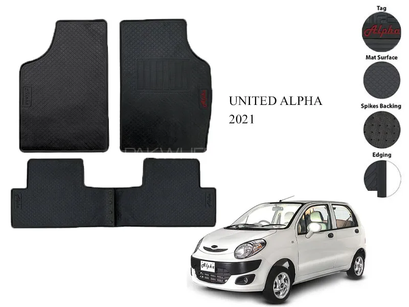 Premium UNITED ALPHA 2021 Rubber Full Fitting Car Latex Mat – All-Weather Interior Protection Image-1