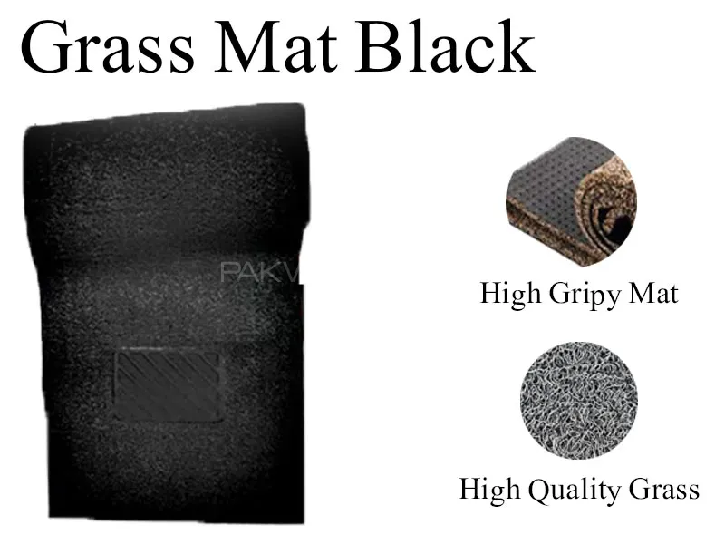 Universal Fur Grass Floor Mat Roll Adjustable Customisable Black Floor Mats | Car Mats  Image-1
