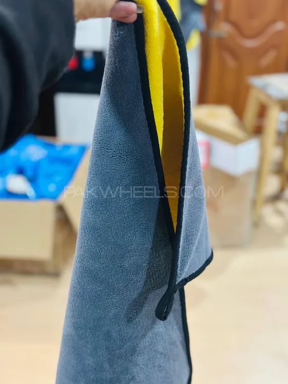 Yellow Grey Pack of  5 Microfiber Towel 600gsm 40cm x 60cm Image-1