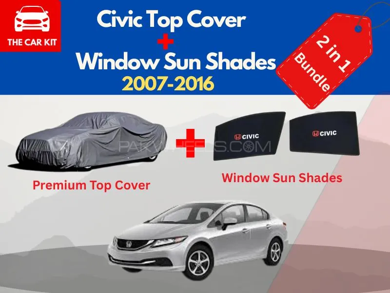 Honda Civic 2007-2016 | Heat Shield Bundle - 2-in-1 | Premium Top Cover & Window Sun Shades Image-1