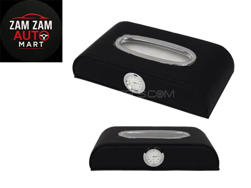 Car Tissue box Watch installed (Black Color) Image-1