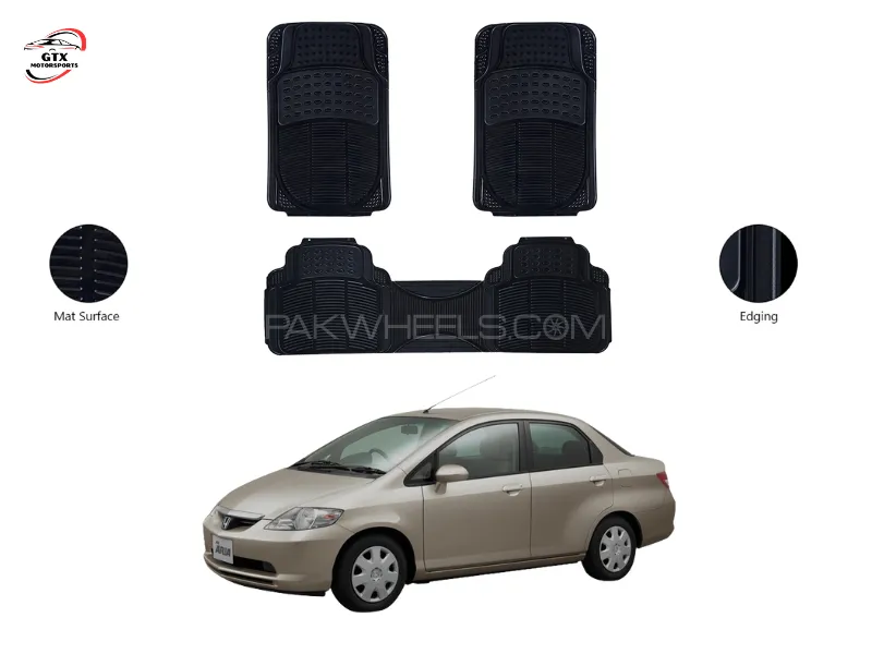 3PCS PVC Rubber Car Floor Mat Set – For Honda City 2003-2008 Image-1