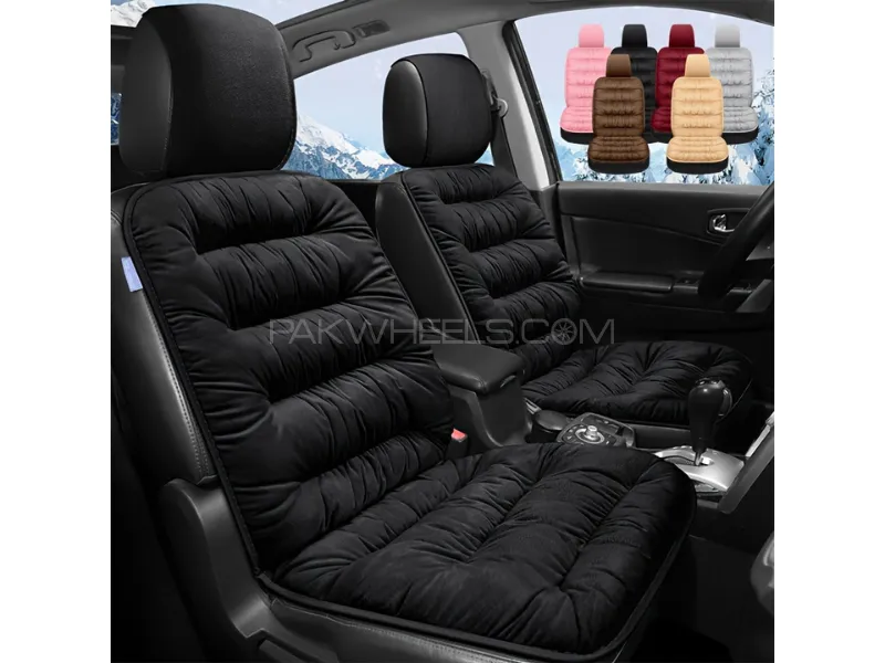 Pack Of 2 Car Seat Cushion (Valvet)/ (BLACK) Extra Soft Quilted Image-1