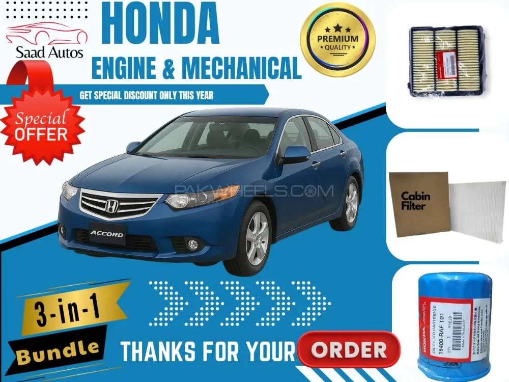 Honda Accord 2007–2012 | Maintenance Filter Pack – 3-in-1 | Air, Cabin & Oil Filters Image-1