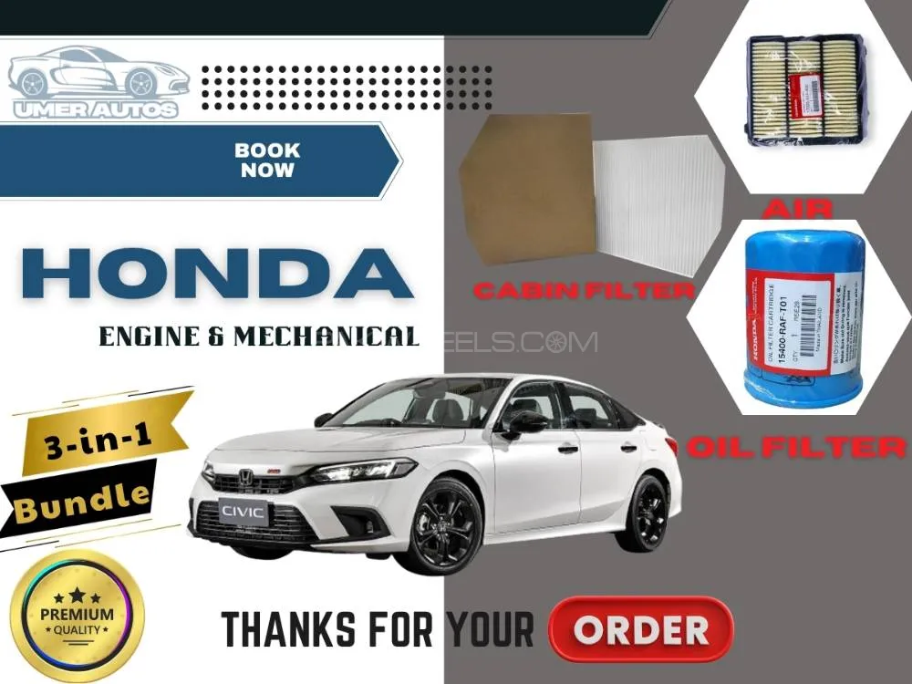 Honda Civic 2022–2024 | Maintenance Filter Pack – 3-in-1 | Cabin, Air & Oil Filters Image-1