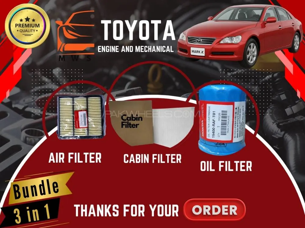 Toyota Mark X 2004–2009 | Maintenance Filter Pack – 3-in-1 | Air, Cabin & Oil Filters Image-1