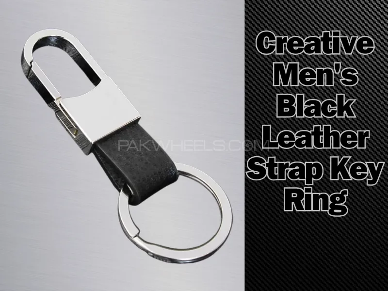 Creative Men's | Black Leather Strap | Key Ring | Key Ring Image-1