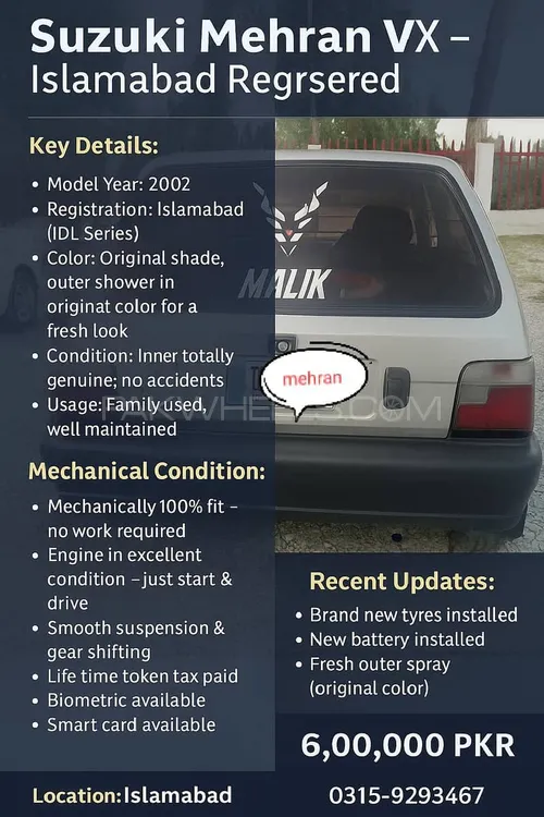 Suzuki Mehran 2002 for Sale in Islamabad Image-1