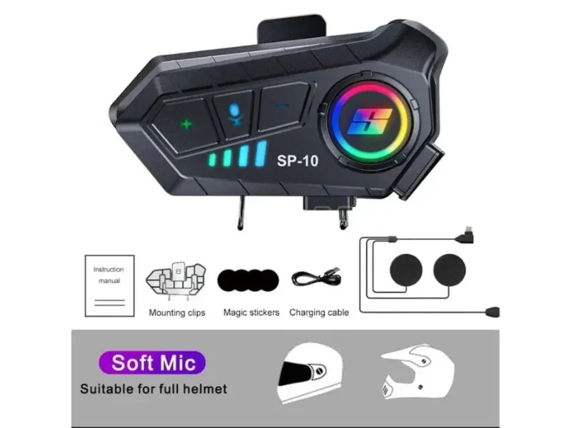 SP-10 Super Air Helmet Bluetooth Intercom Device – Wireless Communication & Music System Image-1