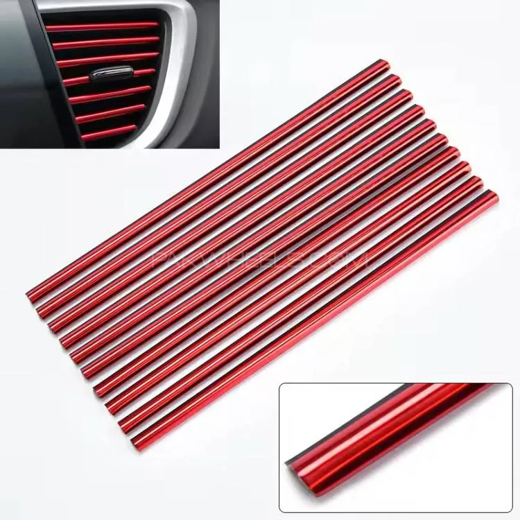10Pcs Universal Car Air Conditioner Decorative U Shape Moulding Strips Red Image-1