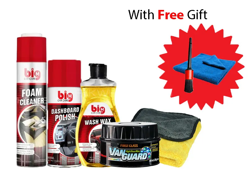 Big M Car Care Kit High Quality Kit With Foam Cleaner Dashbourd Polish Car Shampoo Car Wax Towels  Image-1