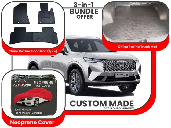 Haval H6 2014-2024|Premium Bundle – 3-in-1|China Rexine floor mats ,Trunk Mat and Neoprene Cover Image-1