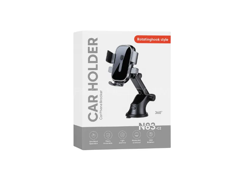 N83-C2 Rotating Hook Style Car Phone Holder – Air Vent & Dashboard Mount Image-1