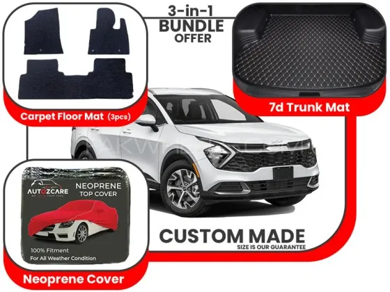 Kia Sportage 2025 |Premium Bundle – 3-in-1|Carpet floor mats ,Trunk Mat and Neoprene Cover Image-1