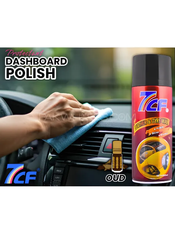 7CF Car Dashboard Polish Spray | High Gloss Leather and Tyre Wax Polish - 450ml (OUD) Image-1